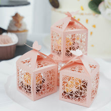 25 Pack Blush Rose Gold Butterfly Top Gift Box With Laser Cut Design