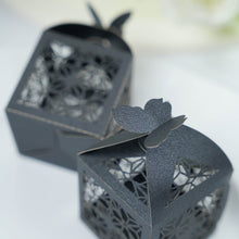 25 Pack Of Black Butterfly Top Lace Favor Boxes Gift