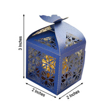 Favor Candy Gifts In Navy Blue Butterfly Top Boxes With Laser Cut