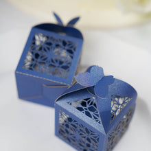 Laser Cut Butterfly Top Boxes In Navy Blue For Favor Candies