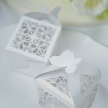 25 Pack White Box With Butterfly Top And Laser Cut Lace Design For Candy Favors