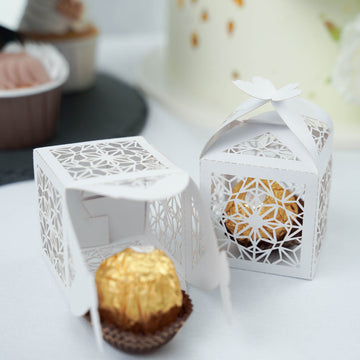 White Butterfly Top Laser Cut Lace Favor Candy Gift Boxes