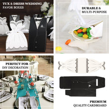 50 Pc Set Wedding Dress And Tuxedo Candy Boxes Ribbons