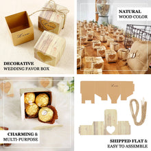 25 Pack | 2.5 Rustic Wood Pattern Natural Brown Paper Party Favor Boxes, Square Candy Gift Boxes 