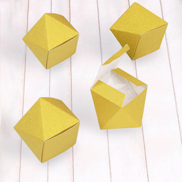 Elegant Gold Glittered Geometric Wedding Favor Gift Box