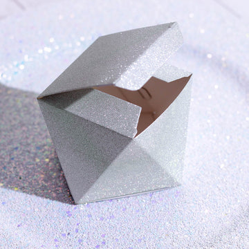 Add Elegance to Your Event with Silver Glittered Geometric Favor Boxes