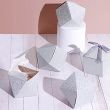 25 Geometric Wedding Favor Boxes In Silver Glitter 3 Inch By 4 Inch