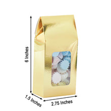 25 Tote Gift Boxes In Gold With Window Party Favor Boxes 2.75 X 1.5 X 6 Inch