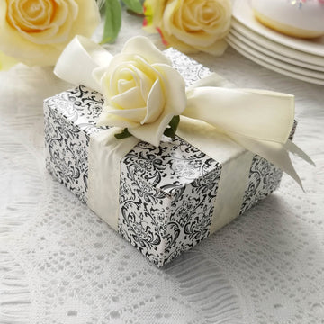 Elegant Damask Flocking Cake Cupcake Favor Gift Boxes