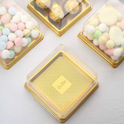 Assorted colorful candies in elegant transparent packaging