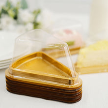 Gold And Clear Plastic Cake Slice Boxes 50-Pack 6 Inch x 4.5 Inch x 2.5 Inch