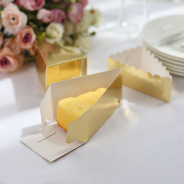 Add a Touch of Luxury with Gold Scalloped Top Cake Slice Favor Boxes