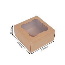 12 Pack of Natural 6 Inch x 6 Inch x 3 Inch Cardboard Bakery Cake Pies Cupcake Boxes with PVC Window 