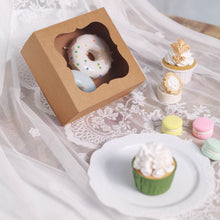 Natural Colored Cardboard Cupcake Boxes Bakery Cake Pies 6 Inch x 6 Inch x 3 Inch with PVC Window Pack of 12