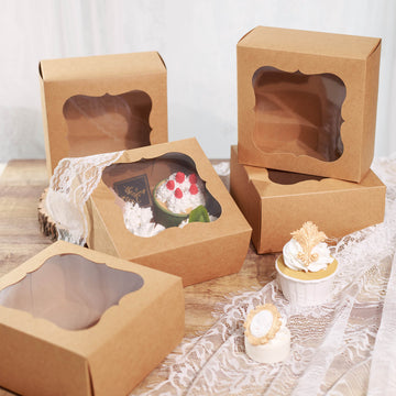Natural Brown Paper Bakery Cake Pie Or Cupcake Boxes - Pack of 12