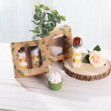 Tropical Leaf Cardboard Cupcake Boxes Bakery Cake Pies 6 Inch x 6 Inch x 3 Inch with PVC Window Pack of 12