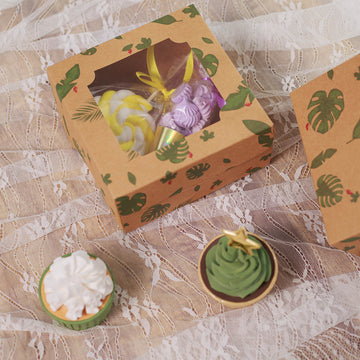 Tropical Leaf Cardboard Bakery Cake Pie Cupcake Box - Keep Your Treats Fresh and Stylish
