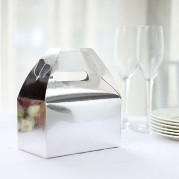 Convenient and Easy-to-Use Metallic Silver Candy Treat Boxes