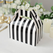25 Pack Tote Gable White And Black Striped Box Bags 6 Inch X 3.5 Inch X 7 Inch 