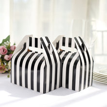 6 Inch X 3.5 Inch X 7 Inch Black And White Striped Tote Gable Box Bags 25 Pack