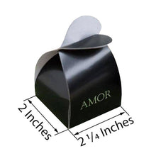 100 Pack | 2inch Black Amor Heart Twist Top Party Favor Candy Gift Boxes