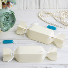 Ivory with Satin Ribbon Candy Shaped Favor Box Pack of 25 