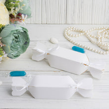White with Satin Ribbon Candy Shaped Favor Box Pack of 25 
