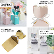 Gold Floral Top Favor Box with Satin Ribbon 25 Pack