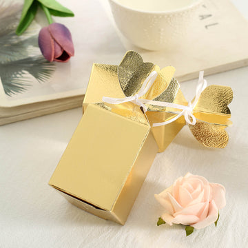 Glamorous Gold Floral Top Satin Ribbon Candy Gift Boxes for All Special Occasions
