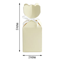 Floral Top Ivory with Satin Ribbon Favor Box 25 Pack