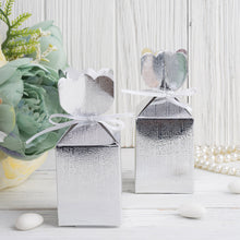 Silver Floral Top with Satin Ribbon Favor Box 25 Pack