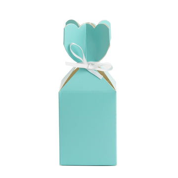 Elevate Your Party Decor with Turquoise Floral Top Satin Ribbon Party Favor Candy Gift Box