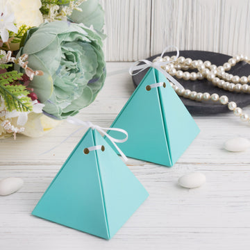 Bulk Turquoise Pyramid Shape Wedding Party Favor Candy Gift Boxes