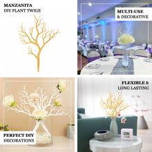 10 Pack | 14inch Metallic Gold Artificial Tree Branch DIY Vase Fillers, Plastic Dry Manzanita