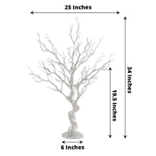 34 Inch Metallic Silver Centerpiece Tree Manzanita With 8 Acrylic Bead Chains