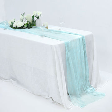 Baby Blue Gauze Cheesecloth Boho Table Runner 10ft