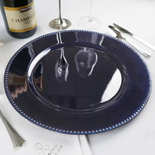 6 Pack 13inch Beaded Navy Blue Acrylic Charger Plate, Plastic Round Dinner Charger