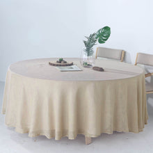 Beige Round Tablecloth 108 Inch Slubby Textured Wrinkle Resistant