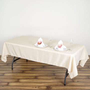 Elegant Beige Seamless Polyester Rectangular Tablecloth - 60"x102"