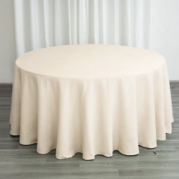 Beige Seamless Polyester Round Tablecloth 120"