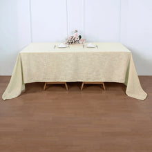 Wrinkle Resistant Linen Rectangular Tablecloth 90 Inch x 132 Inch Beige With Slubby Texture