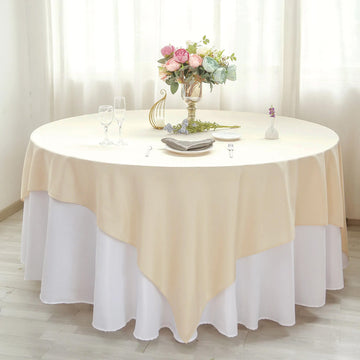 Elevate Your Event with the Beige Polyester Table Overlay