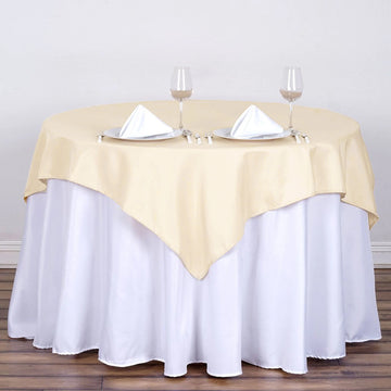 Beige Square Seamless Polyester Table Overlay 54"x54"