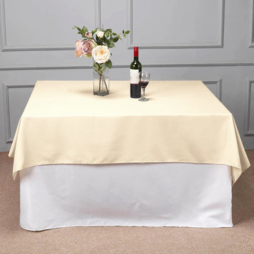 Elevate Your Event Decor with a Beige Square Seamless Polyester Tablecloth