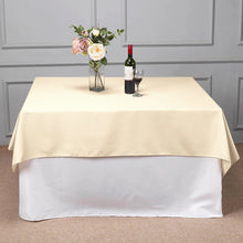 70 Inch Beige Polyester Square Tablecloth