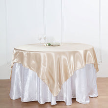 60 Inch x 60 Inch Square Beige Table Overlay in Smooth Satin