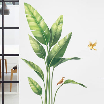 Vibrant Green Bird of Paradise Tropical Plant Wall Decal