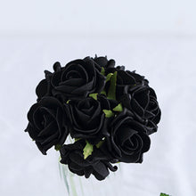 Artificial Black Foam Flowers with Flexible Stem and Leaves 2 Inch 24 Roses