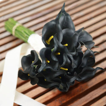 20 Stems | 14" Black Artificial Poly Foam Calla Lily Flowers