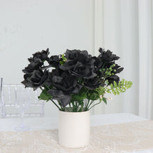 12 Bushes Artificial Flowers Black Premium 84 Blossomed Silk Roses